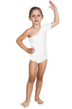 BODY DANZA LYCRA MONOSPALLA MEZZA MANICA BIANCO BABY